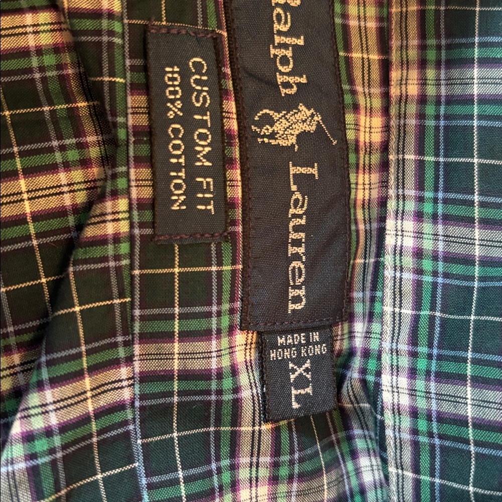 Ralph Lauren “Custom Fit” Blue Plaid Button Down Mens Shirt Size XL NWT New - Picture 10 of 15